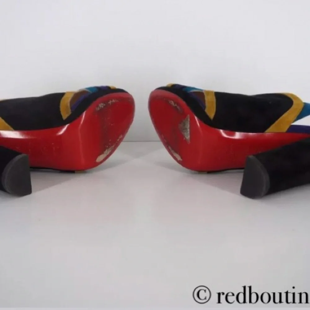 Christian Louboutin mod open toe block heel sandals - Picture 6 of 7
